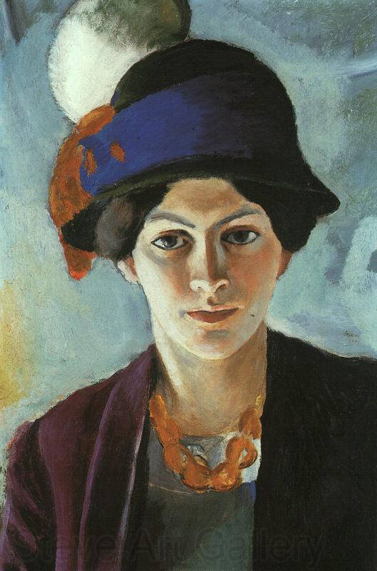 August Macke Portrait of the Artist's Wife Elisabeth with a Hat Norge oil painting art